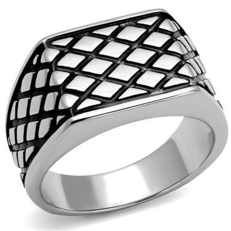 High polished (no plating) Stainless Steel Ring with Epoxy in Jet