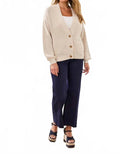 Long Sleeve Combed Cotton Cardigan In Canvas
