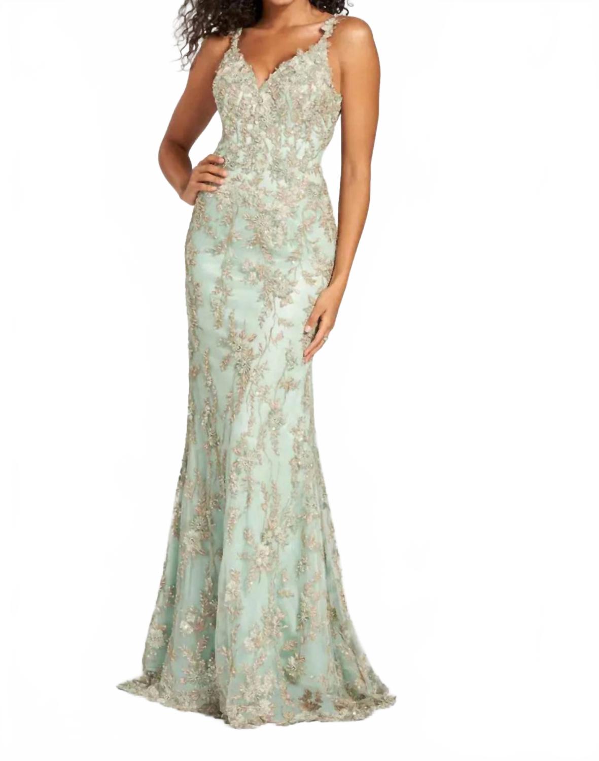 Tulle Lace Gown In Ivy