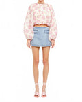 Rose Garden Billowy Floral Blouse In Pink