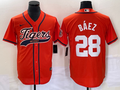 Men's Detroit Tigers Javier Baez #28 Orange Replica Player Jersey1 Joint Edition