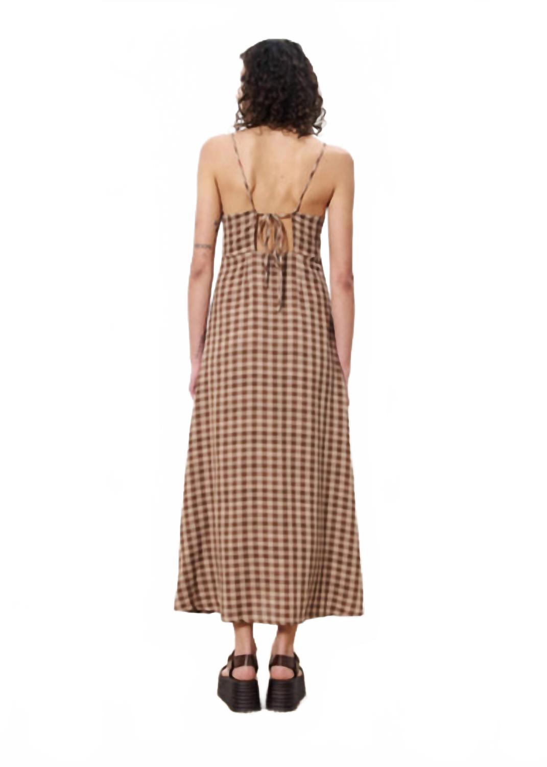 Casimira Gingham Maxi Dress In Ice Brown