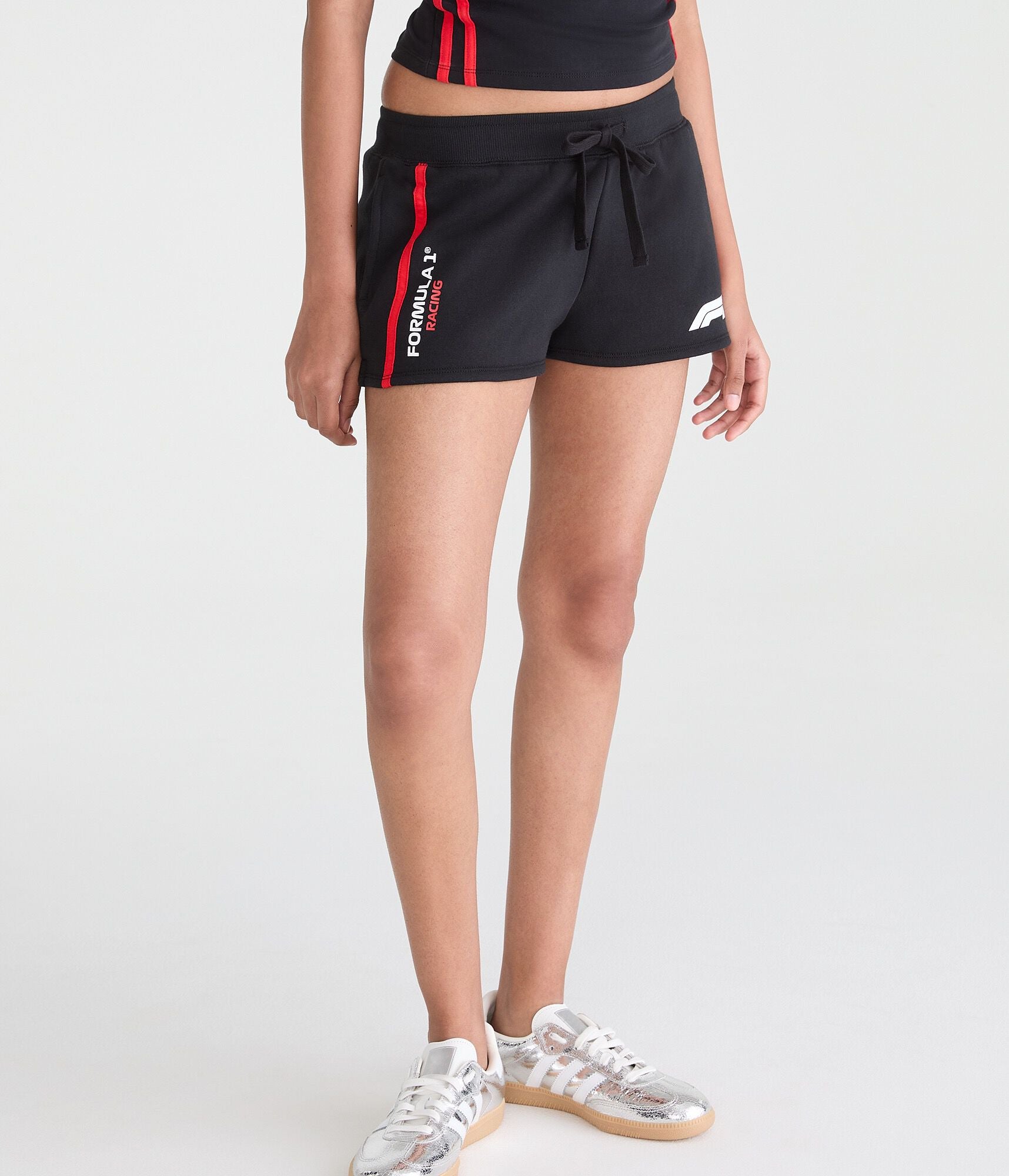 Aeropostale Formula 1 Racing Low-Rise Fleece Shorts