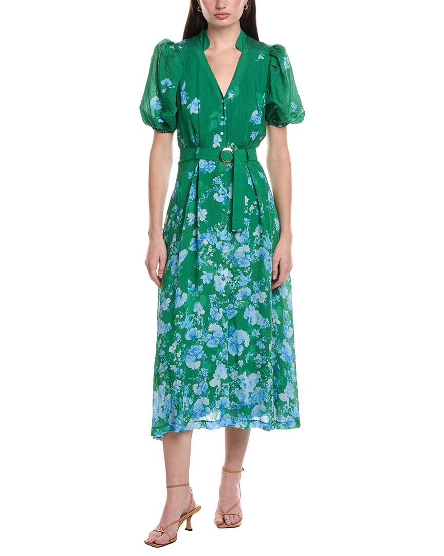 Maison Tara Printed Voile Short Sleeve Midi Dress