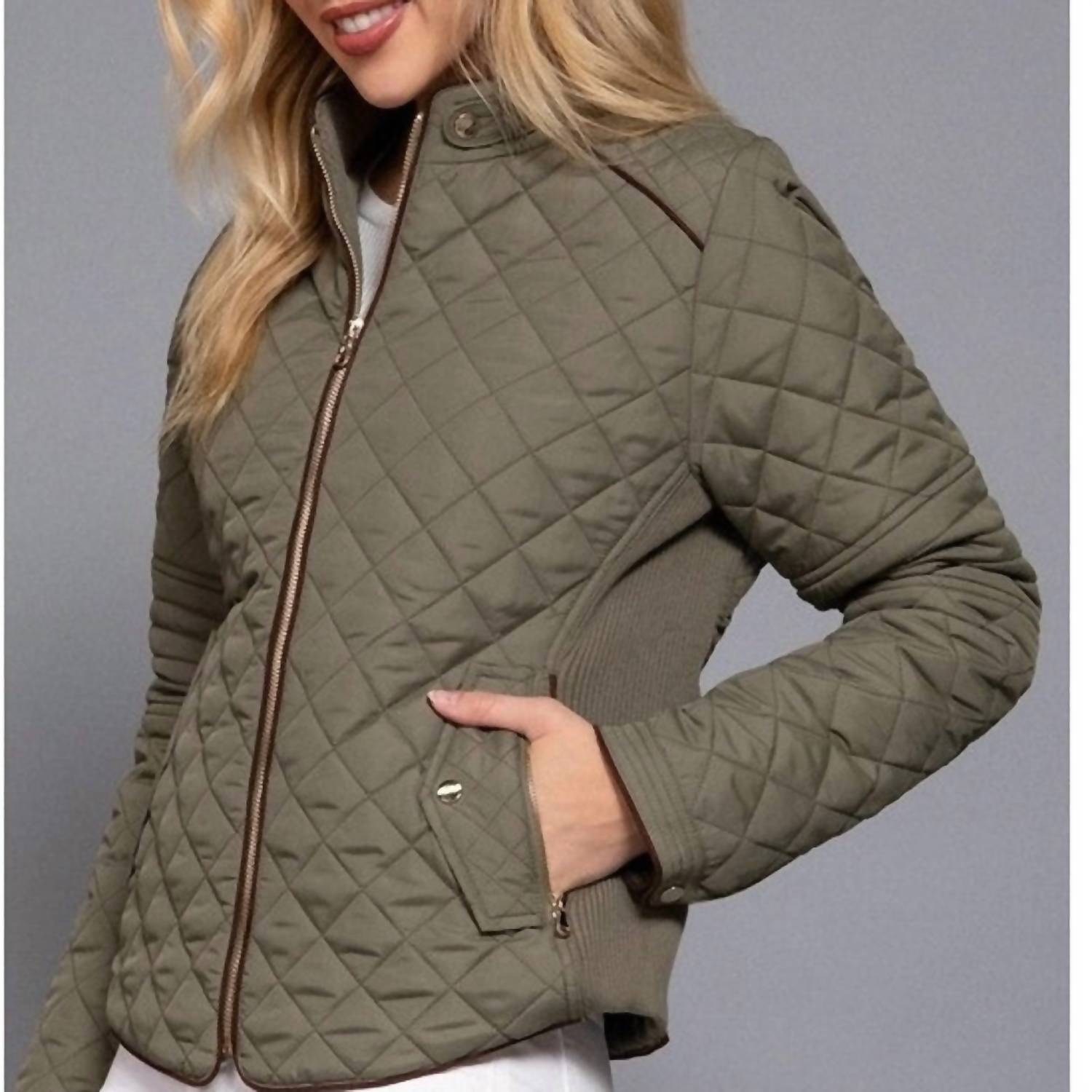Quilted Padding Jacket In Olive