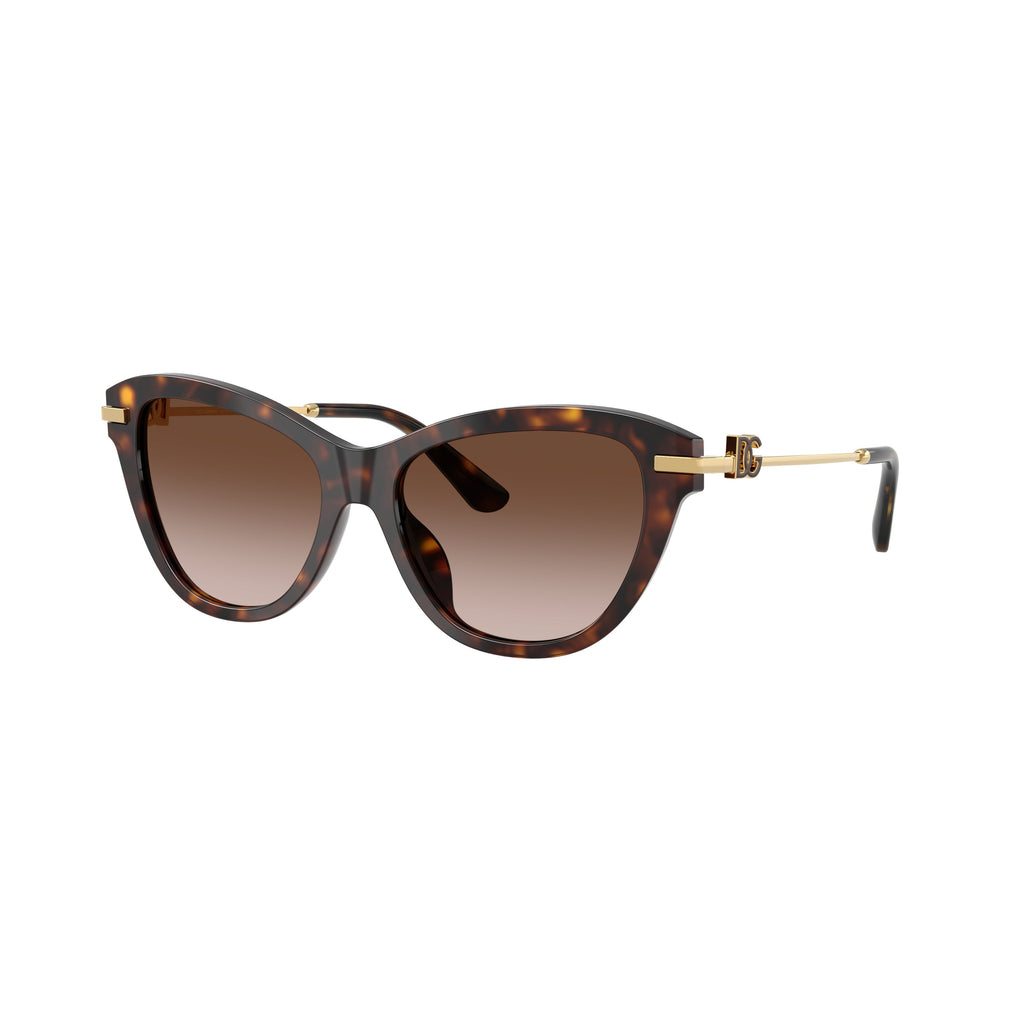 0Dg4534 Tortoiseshell Cat-Eye Sunglasses with Gold Metal Temples