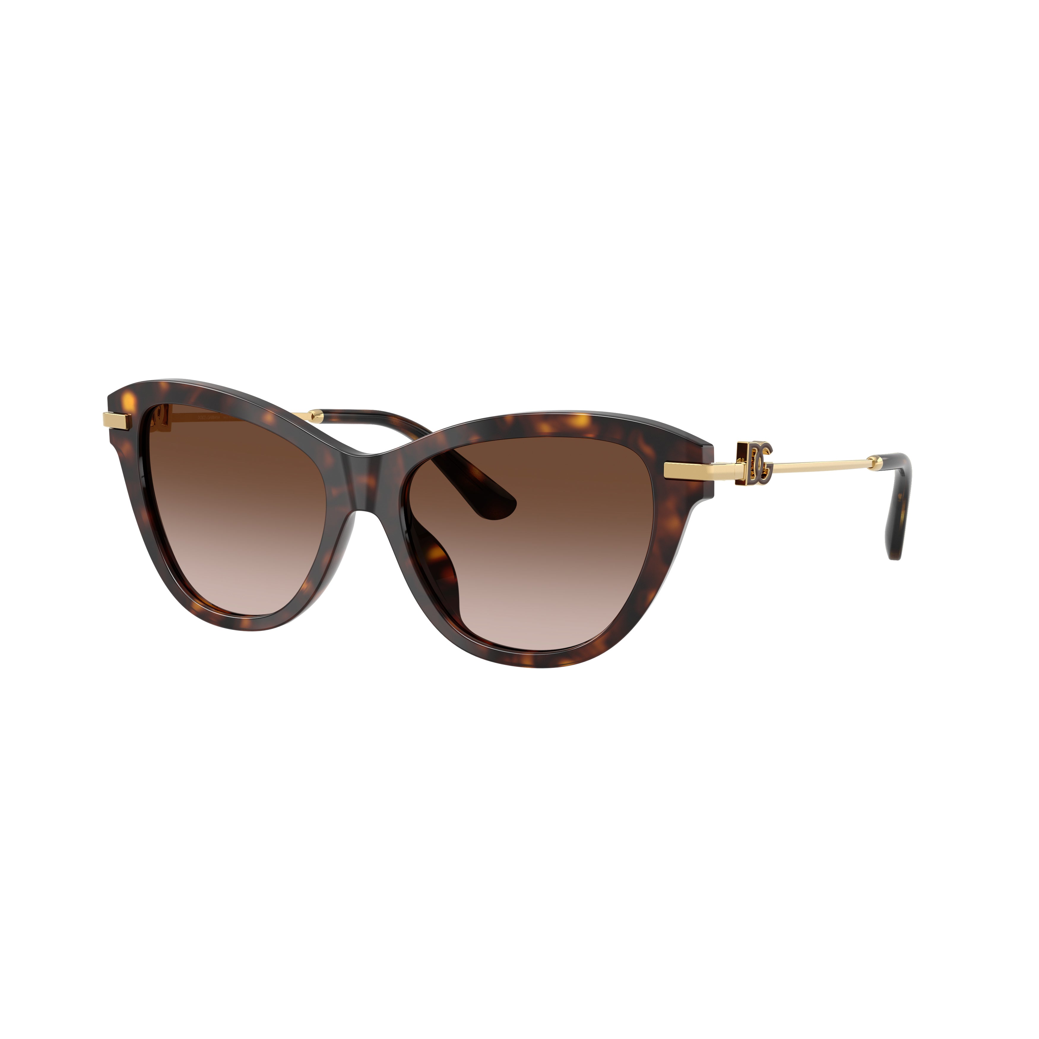 0Dg4534 Tortoiseshell Cat-Eye Sunglasses with Gold Metal Temples
