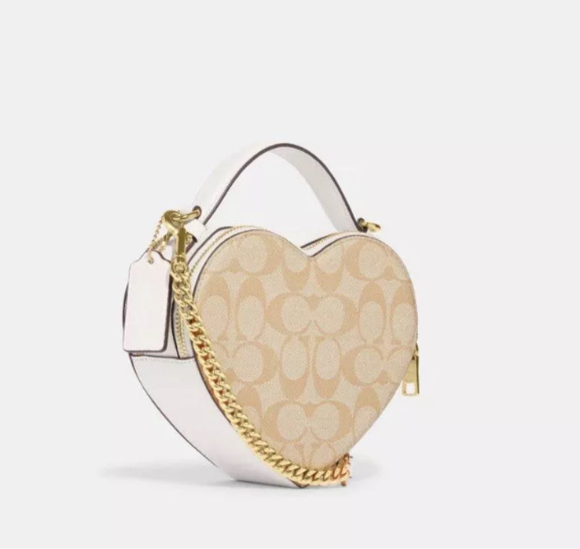 NWT Coach Heart Crossbody In Signature Canvas & Leather