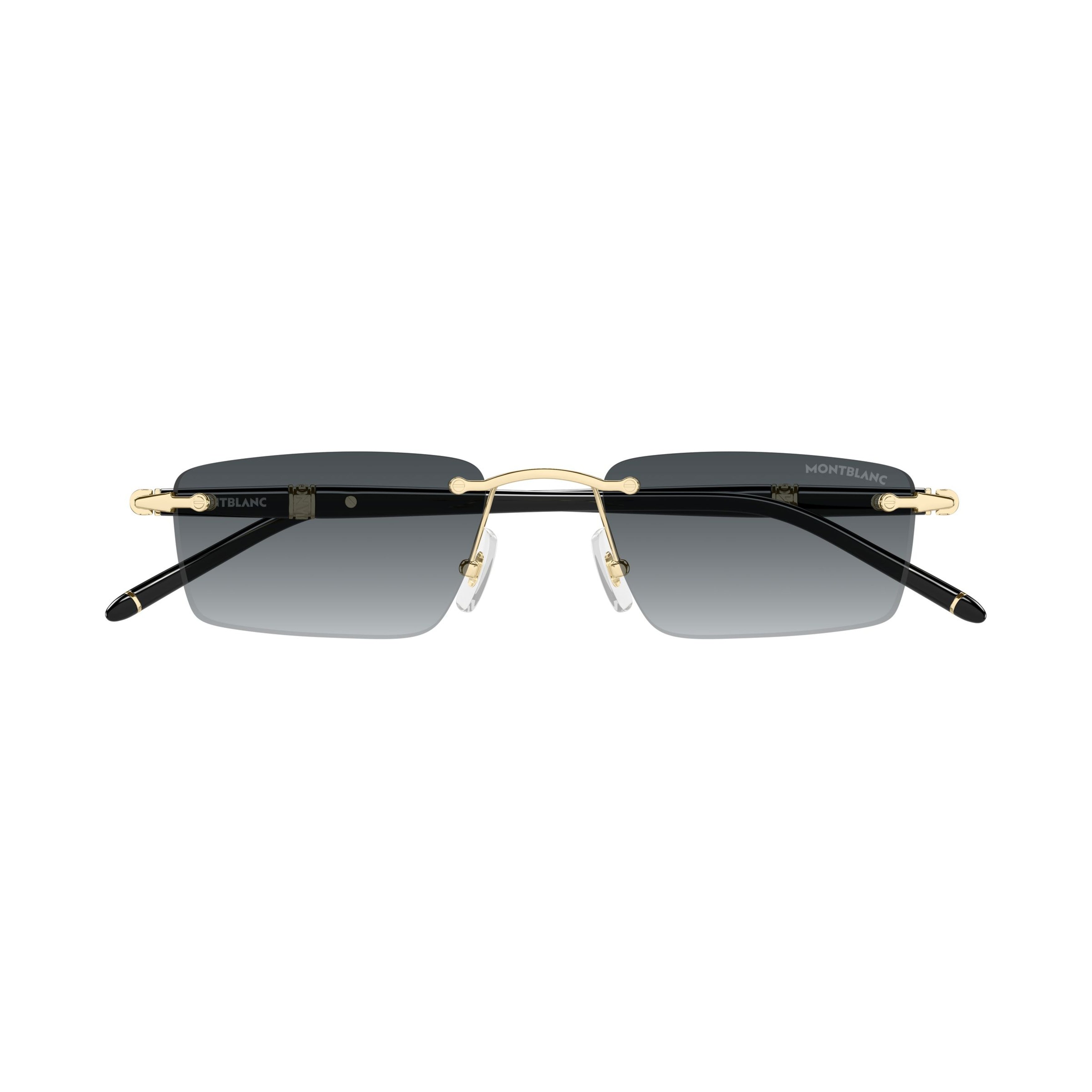 Rimless Rectangular Sunglasses With Gold Accents