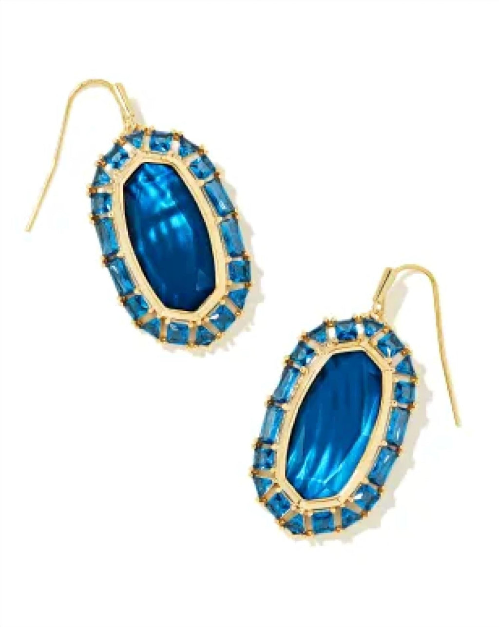 Women's Elle Crystal Frame Drop Earrings In Sea Blue Illusion