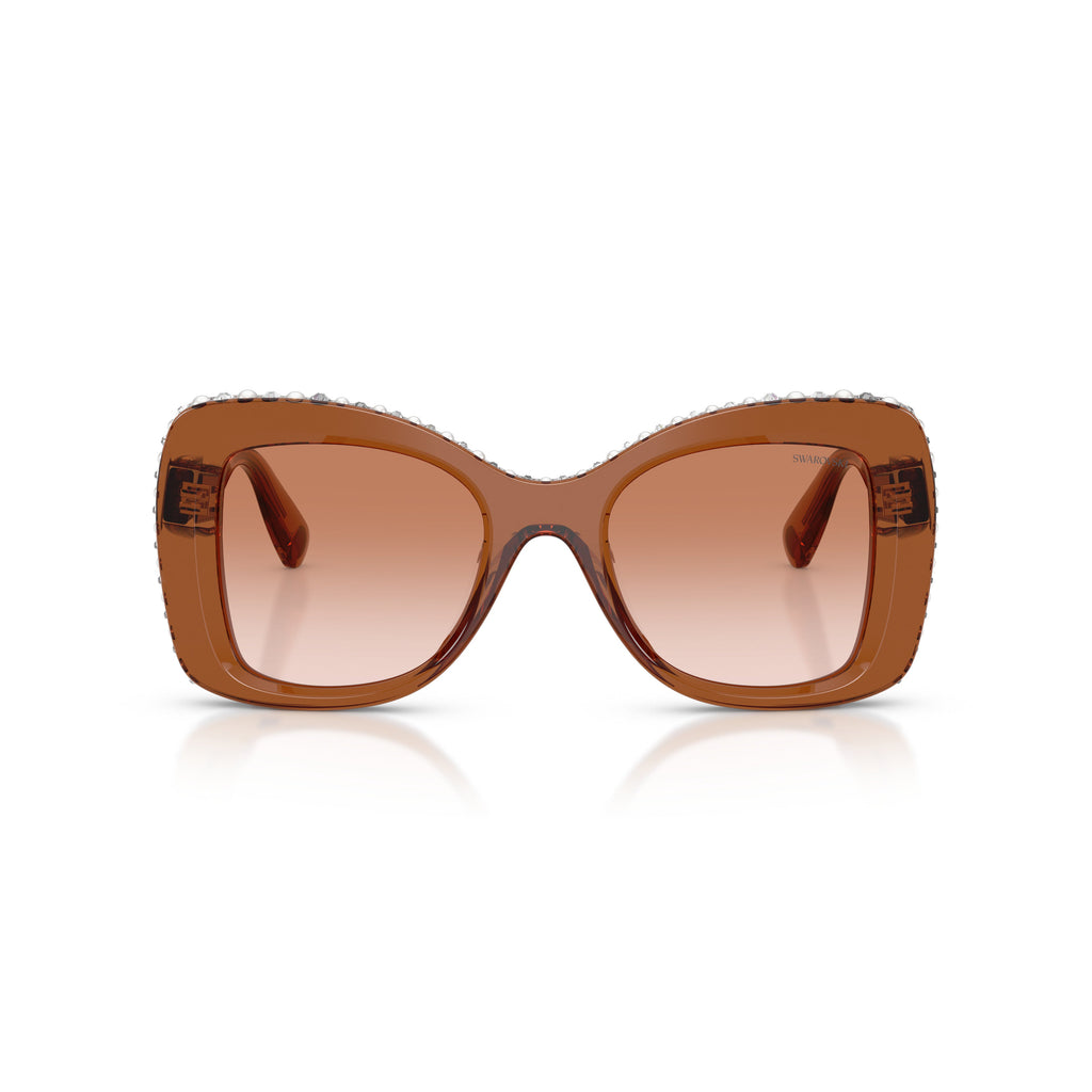 0Sk6062U Translucent Brown Acetate Sunglasses with Crystal Accents