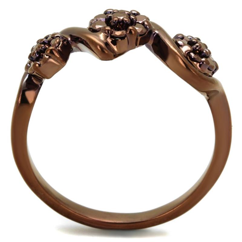 IP Coffee light Brass Ring with AAA Grade CZ in Light Coffee