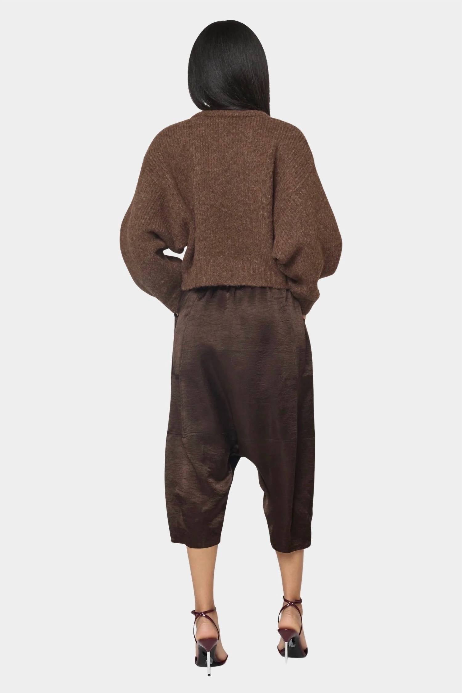 Kiko Satin Pants In Espresso