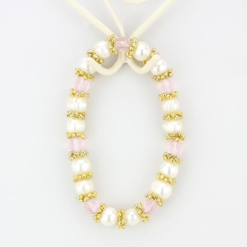 Antique Silver White Metal Bracelet with Synthetic Pearl in Rose