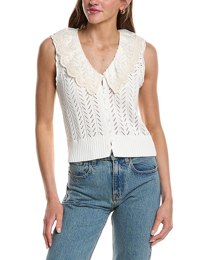 Design History Button Front Lace Collar Blouse