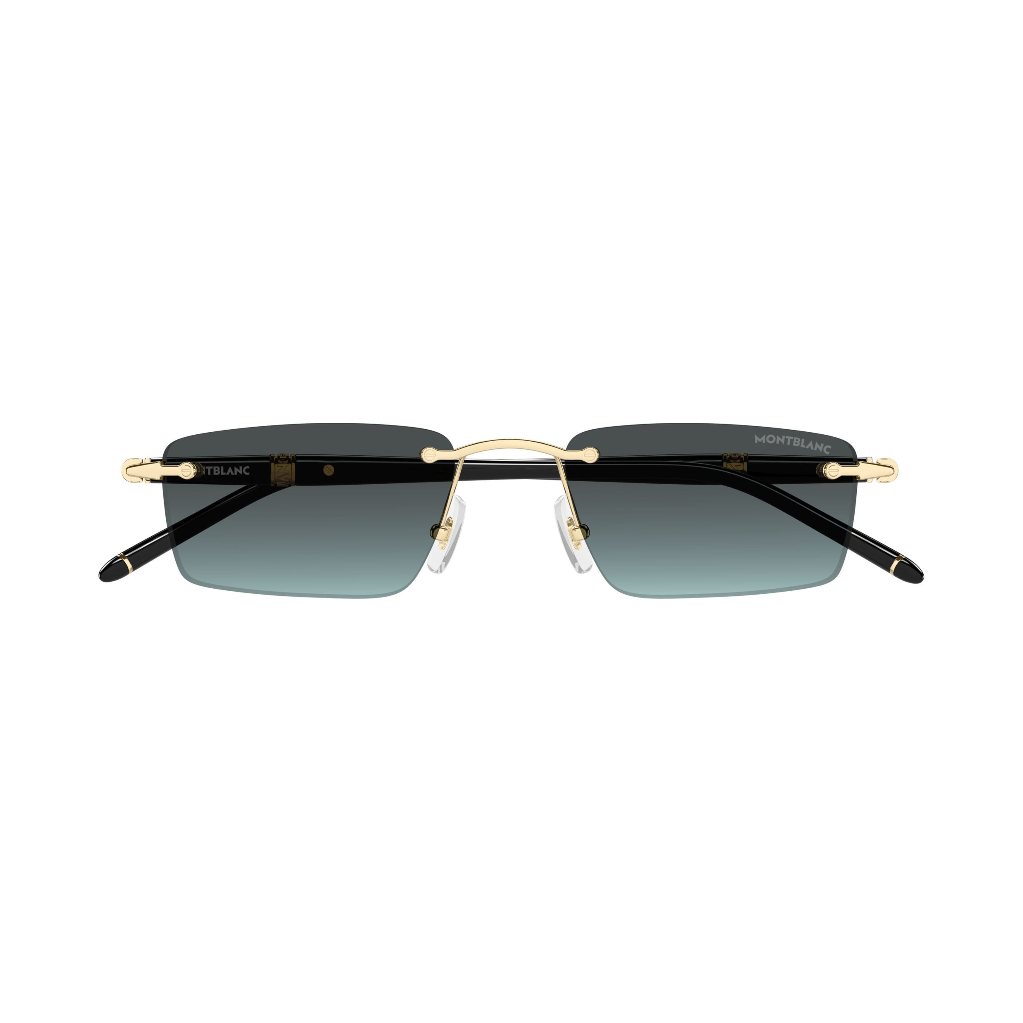 Rimless Rectangular Sunglasses With Gradient Lenses And Gold Accents