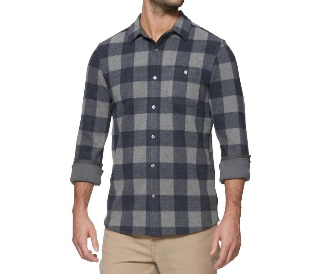 Hero Stretch Flannel Shirt In Navy/grey