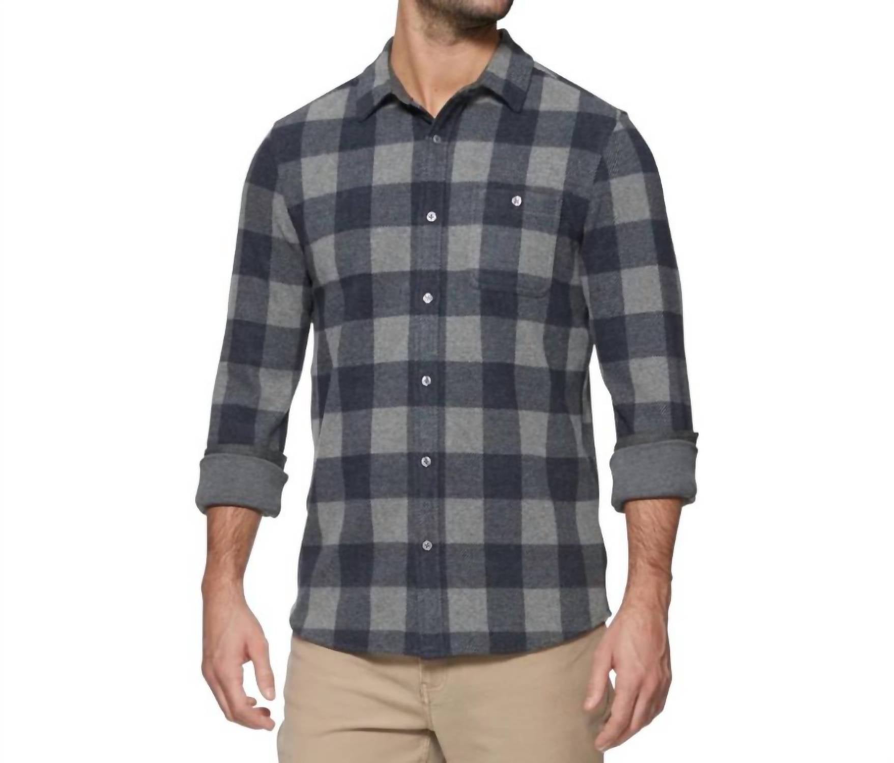 Hero Stretch Flannel Shirt In Navy/grey