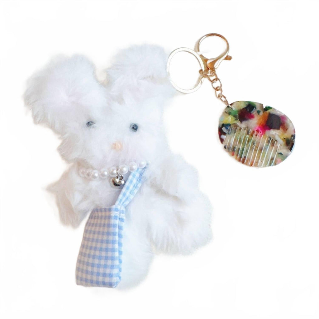 Women's Rabbit Bag Charm And Keychain In White Bunny