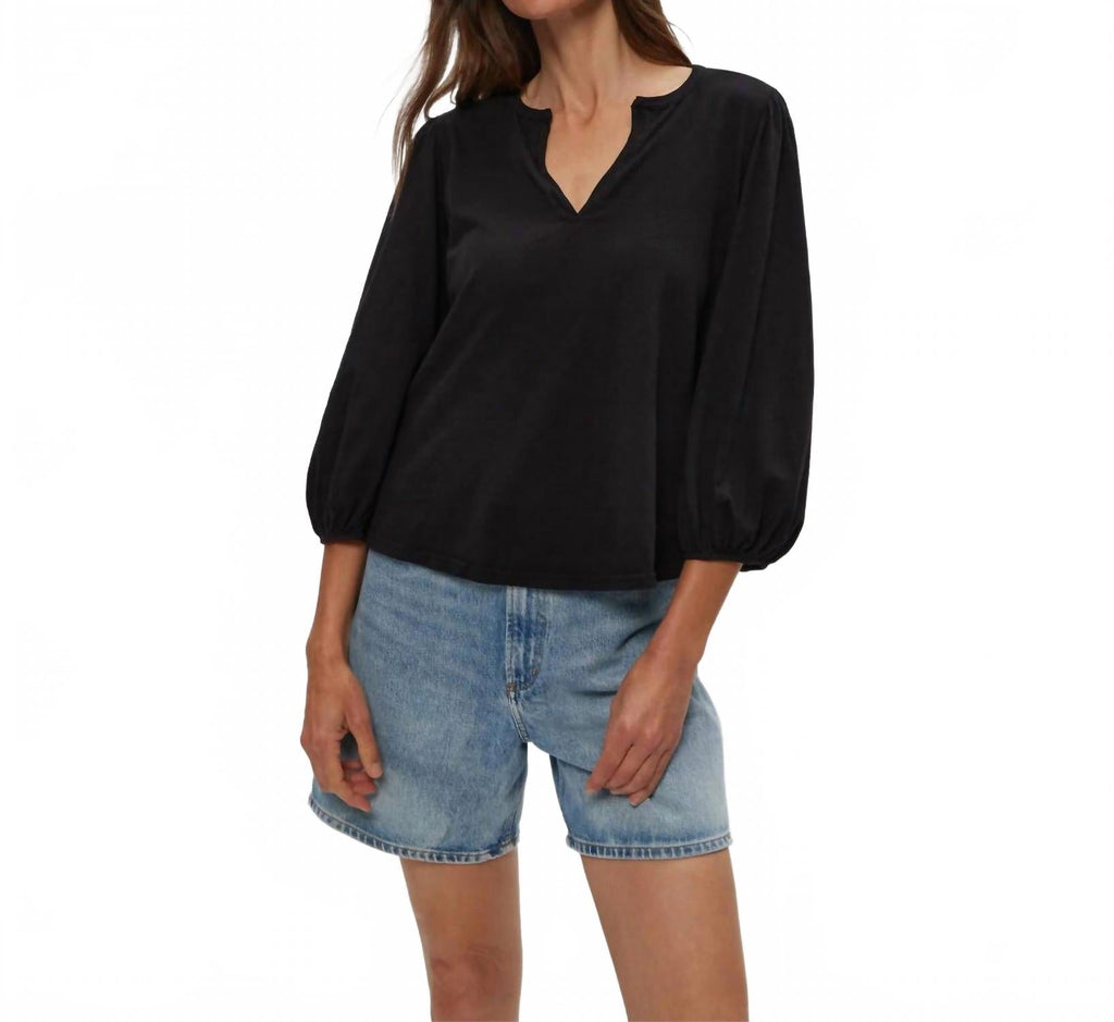 Gabi Puff Sleeve Top In Black