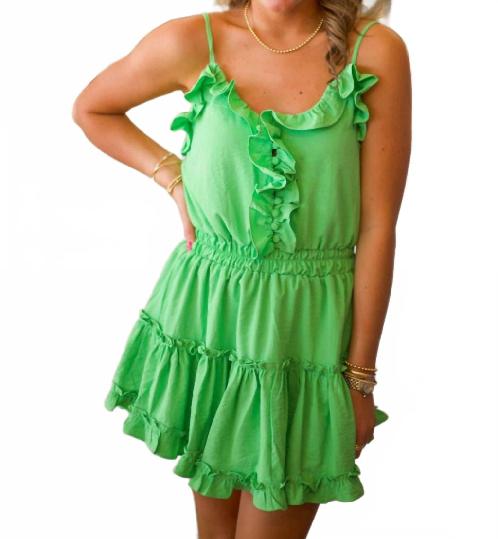 Tropicana Ruffle Mini Dress In Green