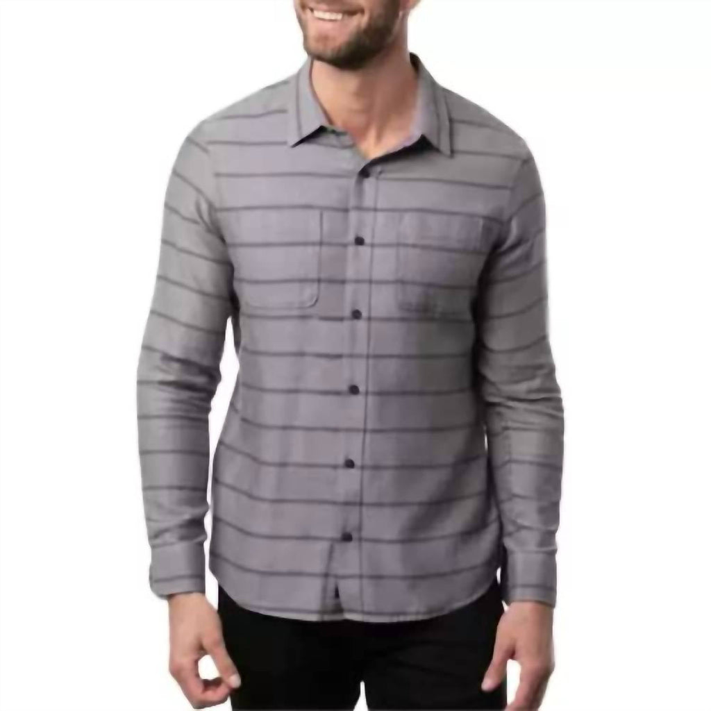 Lights Out Button Down Shirt In Heather Gray Pinstripe