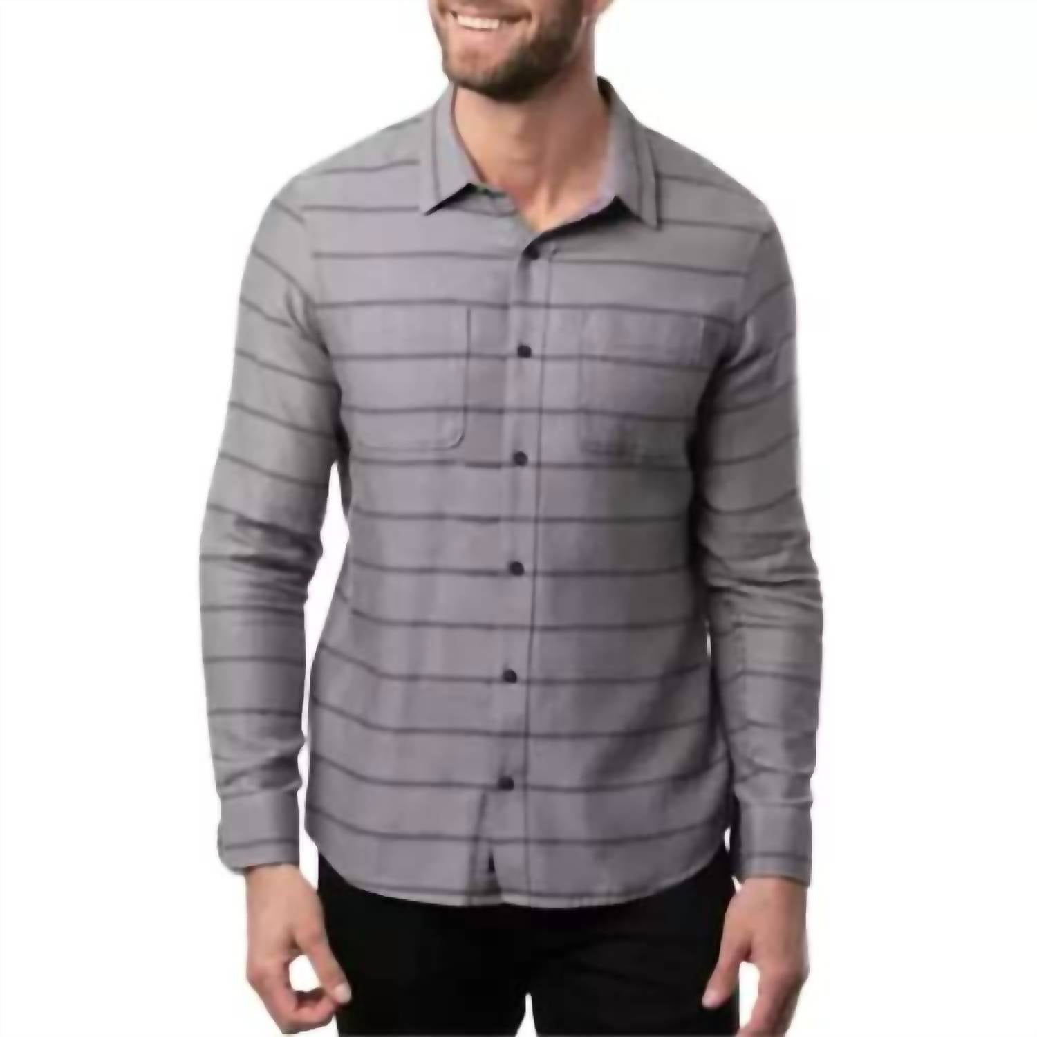 Lights Out Button Down Shirt In Heather Gray Pinstripe