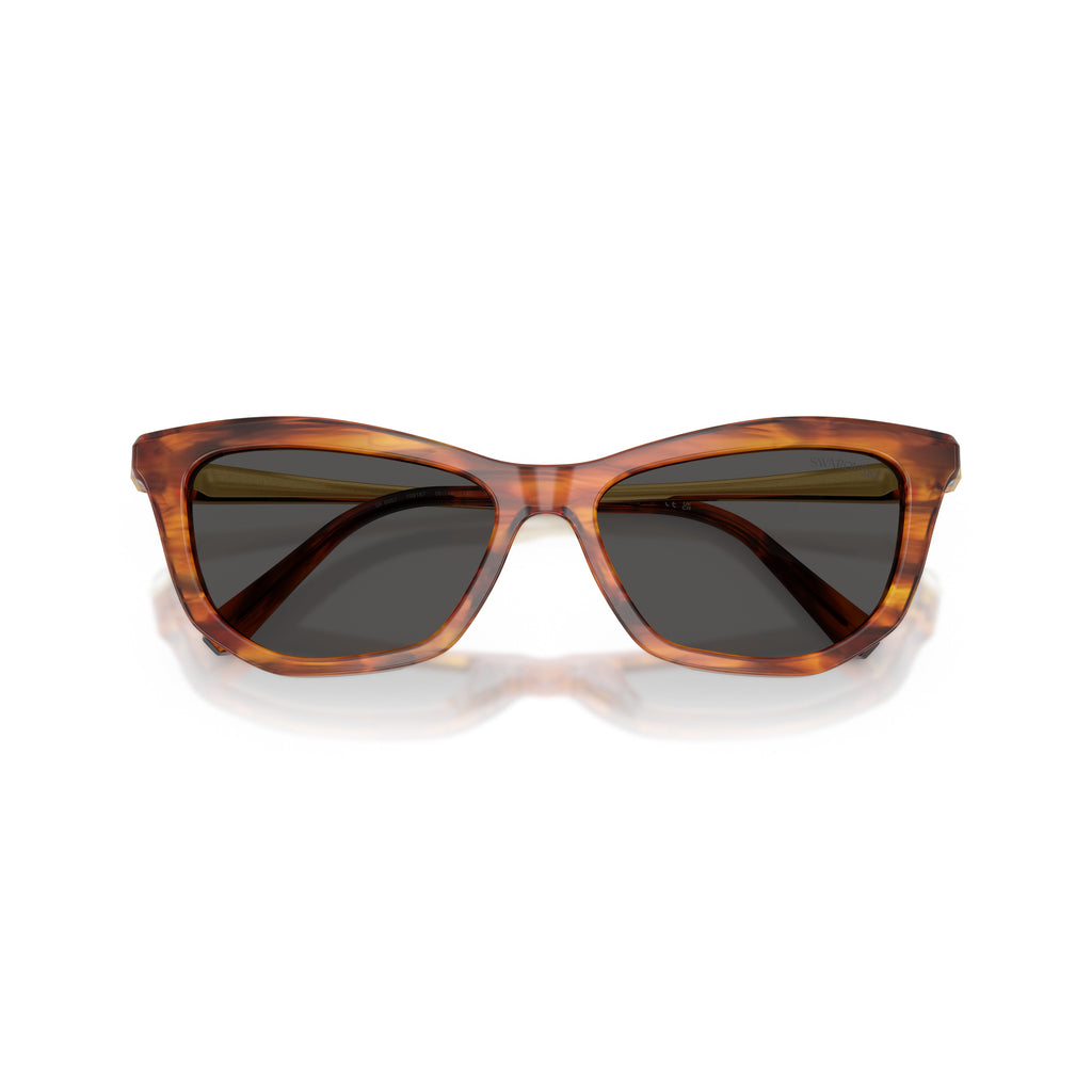 0Sk6057 Rectangular Tortoiseshell Acetate Sunglasses with Gold-tone Temples