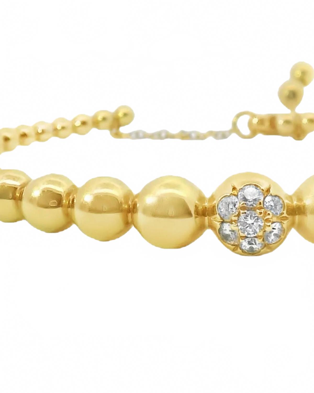 Women's Diamond Bubble Cuff Bracelet In Yellow Gold
