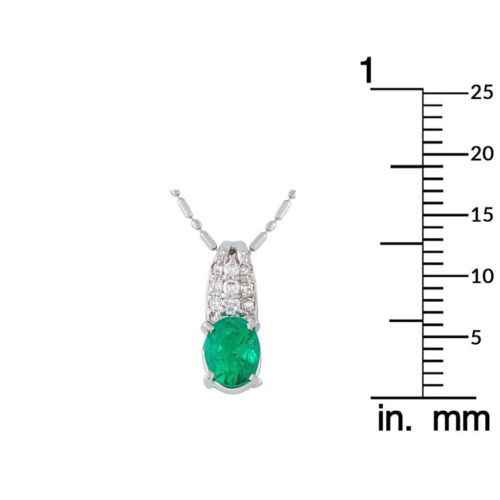 LB Exclusive Platinum 0.08ct Diamond and Emerald Pendant Necklace MF08-041426