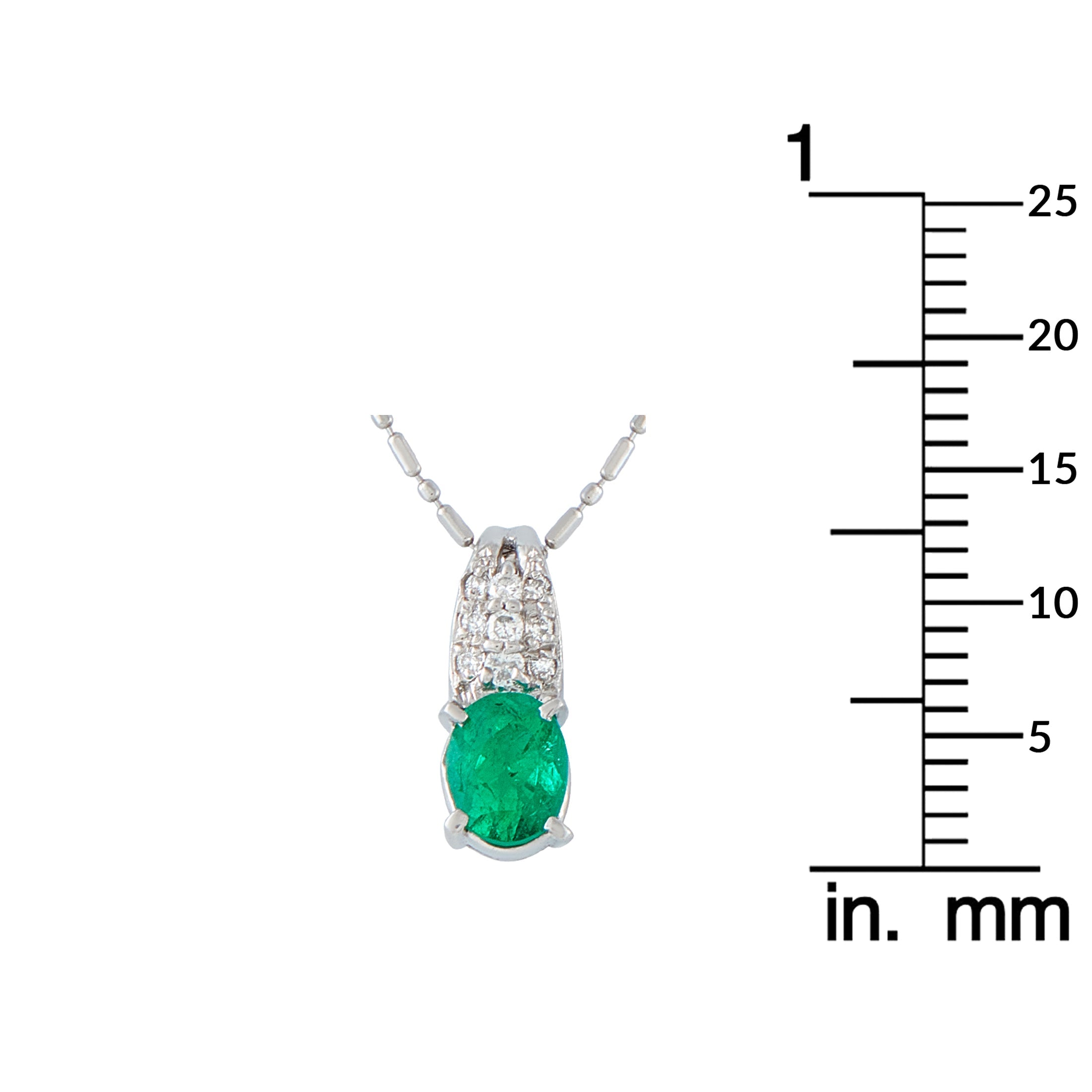 LB Exclusive Platinum 0.08ct Diamond and Emerald Pendant Necklace MF08-041426