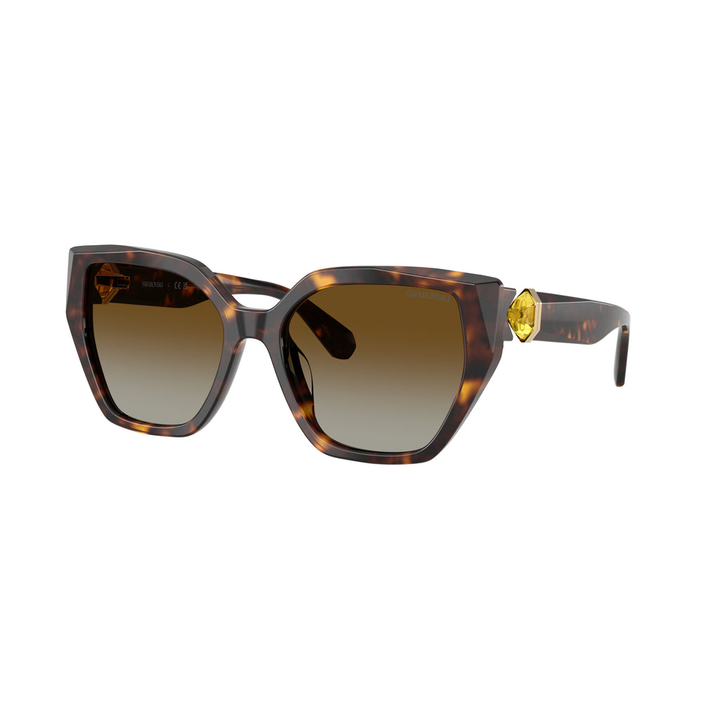 0Sk6044U Oversized Geometric Tortoiseshell Sunglasses with Crystal Embellishment