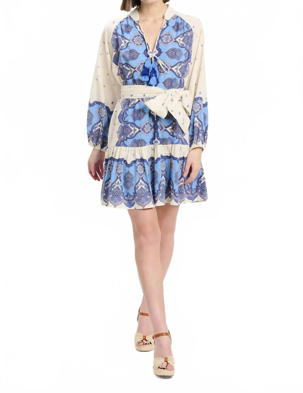 Danae Mini Dress In Blue Paisley Print
