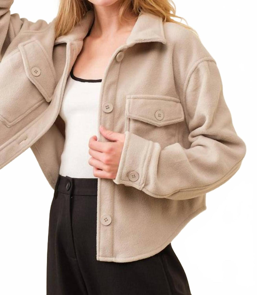 Fleece Pocket Jacket In Beige