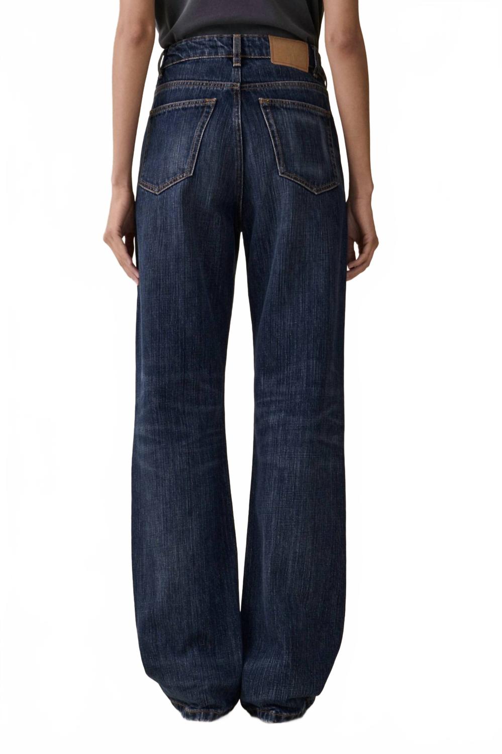 Virgo Mid Rise Straight Leg Jeans In Dark Blue Righe