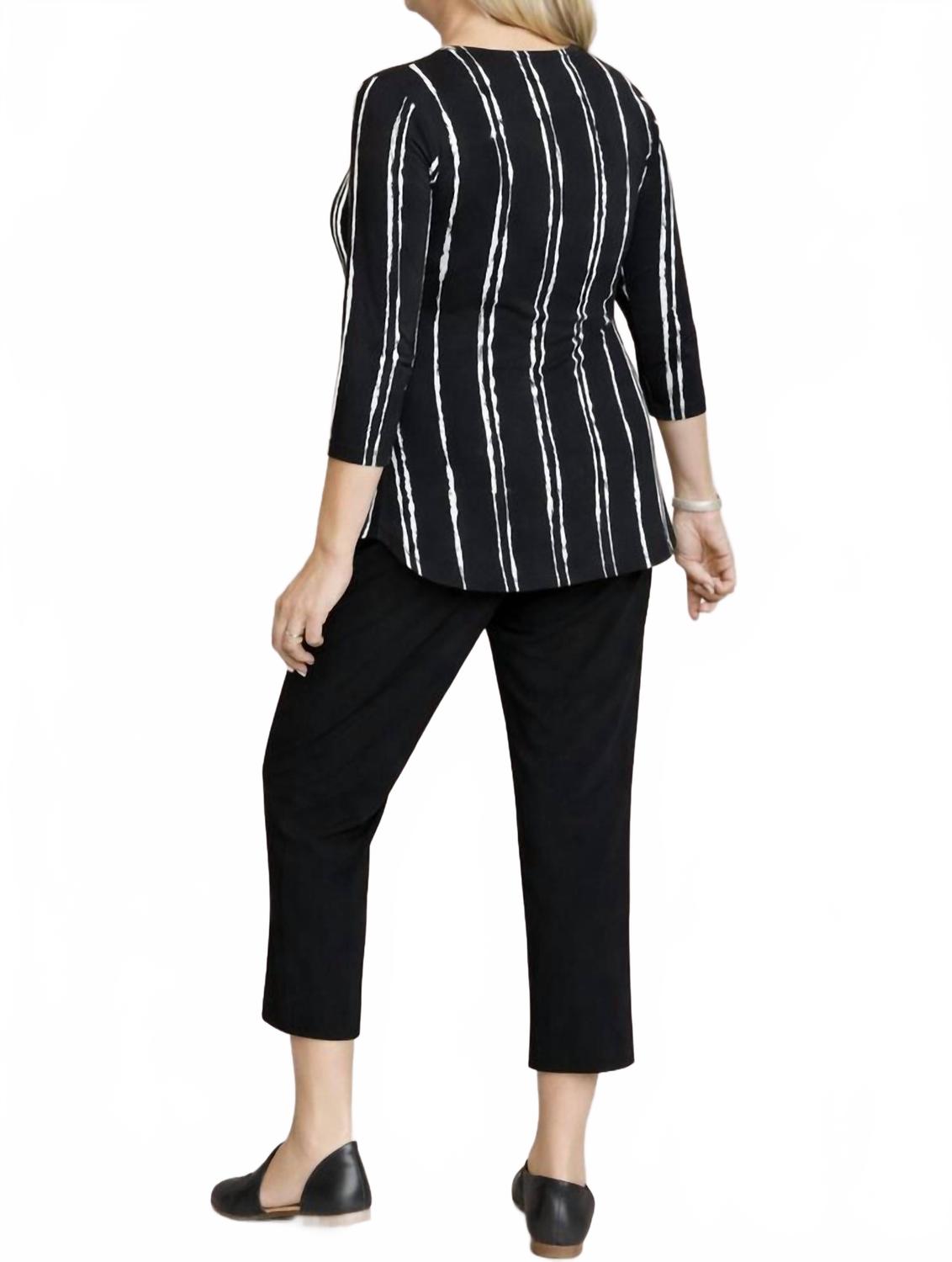 3/4 Sleeve Go To Classic Print T Relax Top In Cecily Black