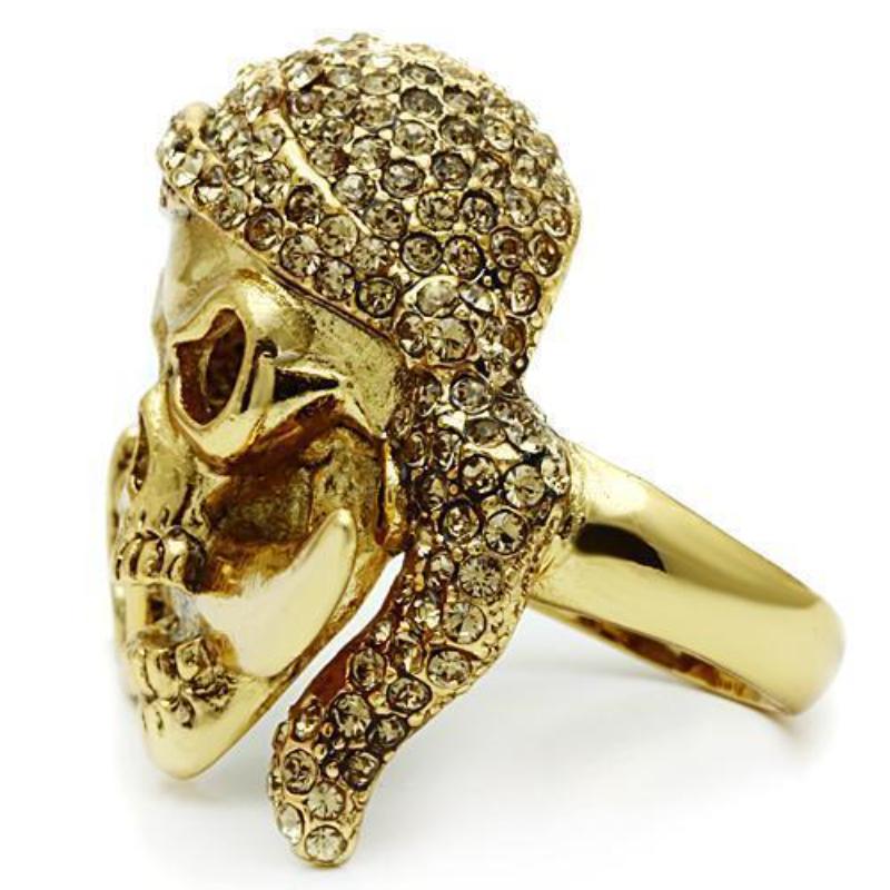 Gold White Metal Ring with Top Grade Crystal in Citrine Yellow