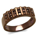 IP Coffee light Brass Ring with AAA Grade CZ in Light Coffee