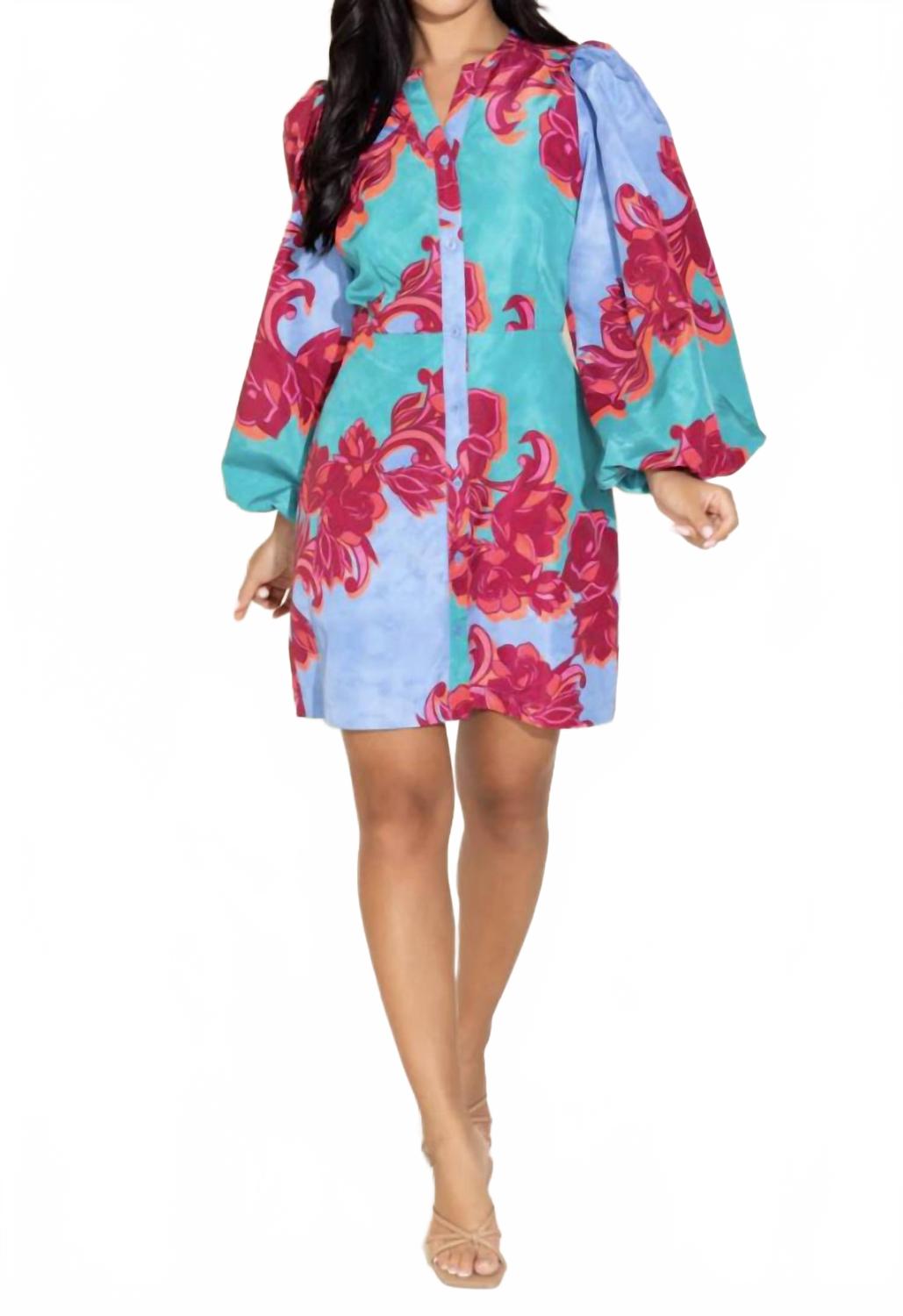 Cactus Flower Athena Dress In Multi