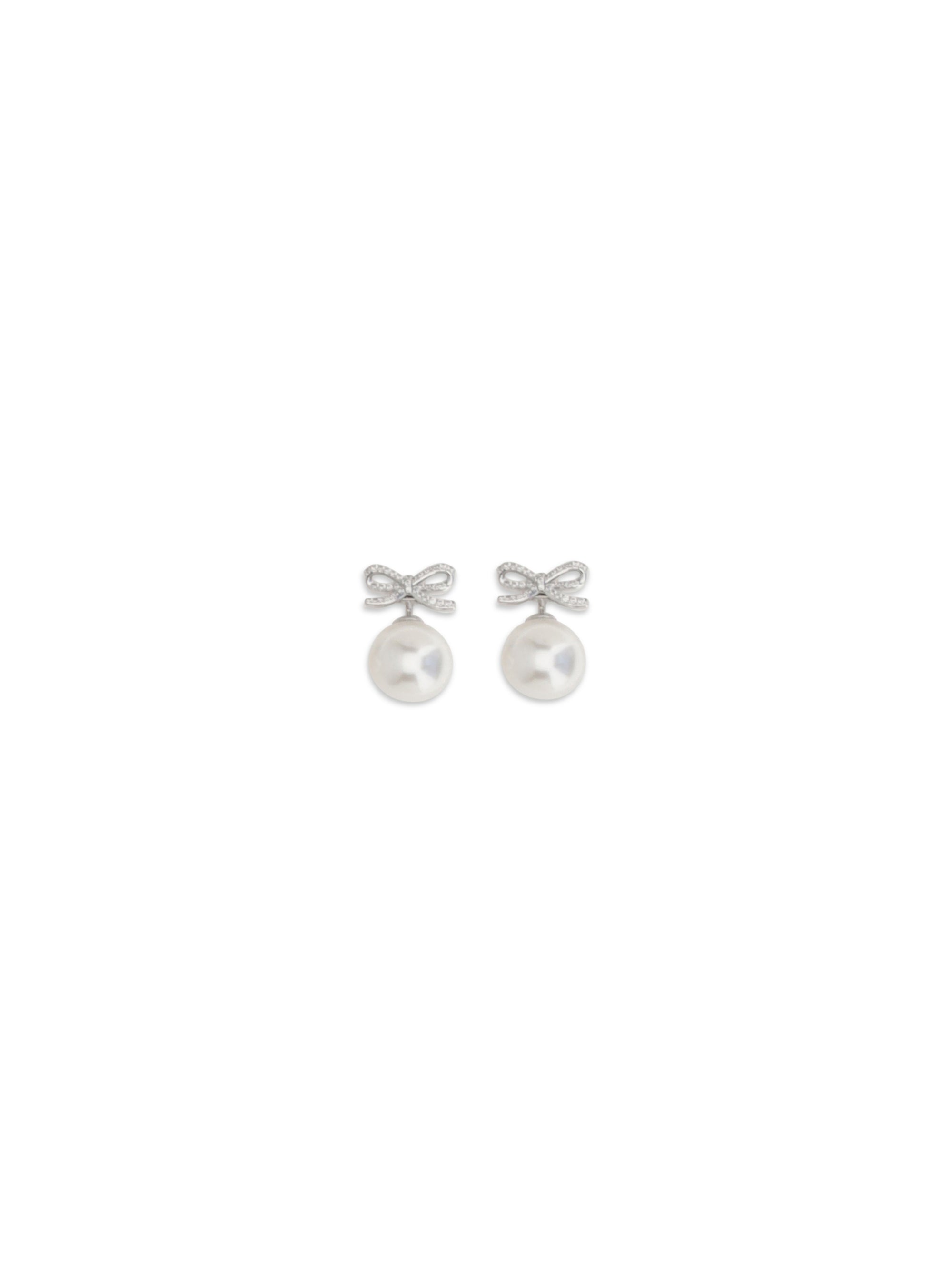 Self-Portrait Women Crystal Bow Earrings With Pearl