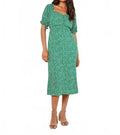 Milkmaid Midi Spot Printed Dress In Green