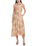 Maison Tara Printed Stone Sleeveless Midi Dress