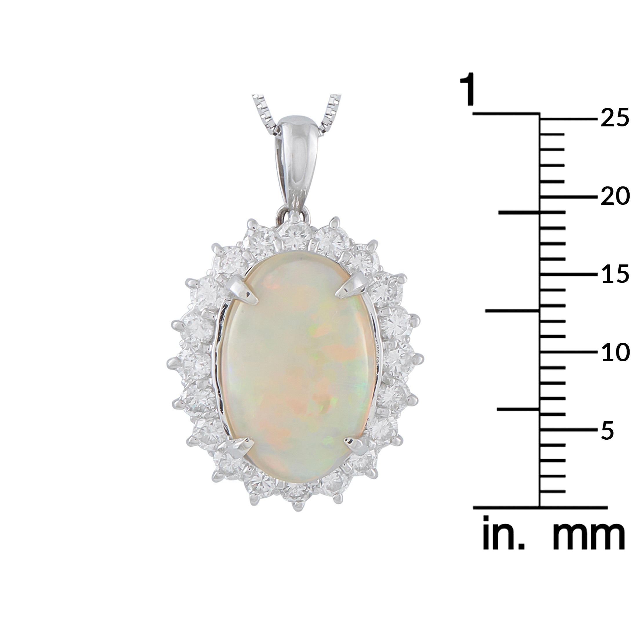 LB Exclusive Platinum 1.10ct Diamond and Opal Pendant Necklace MF19-041026