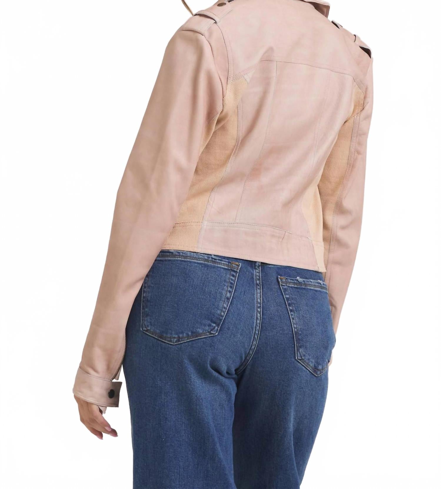 Piper Patina Leather Jacket In Pink