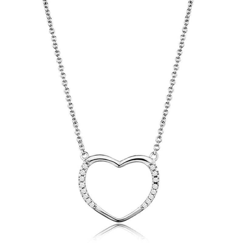 Rhodium Brass Chain Pendant with AAA Grade CZ in Clear