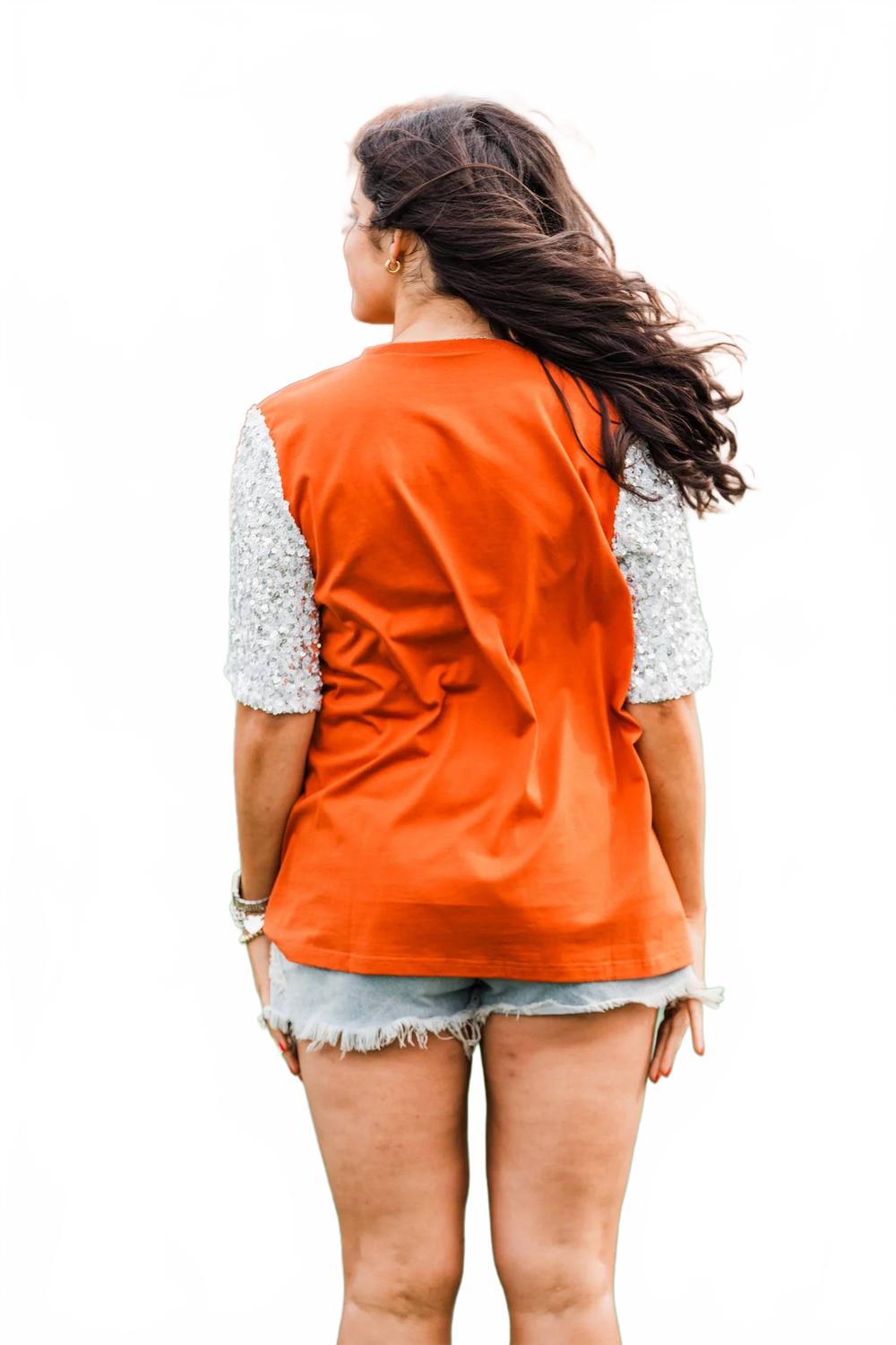 Classy Until Kickoff Top In Orange
