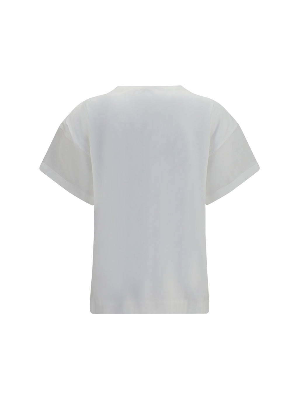 Brunello Cucinelli Women Cotton T-Shirt With Sheer Sleeves And Side Panels