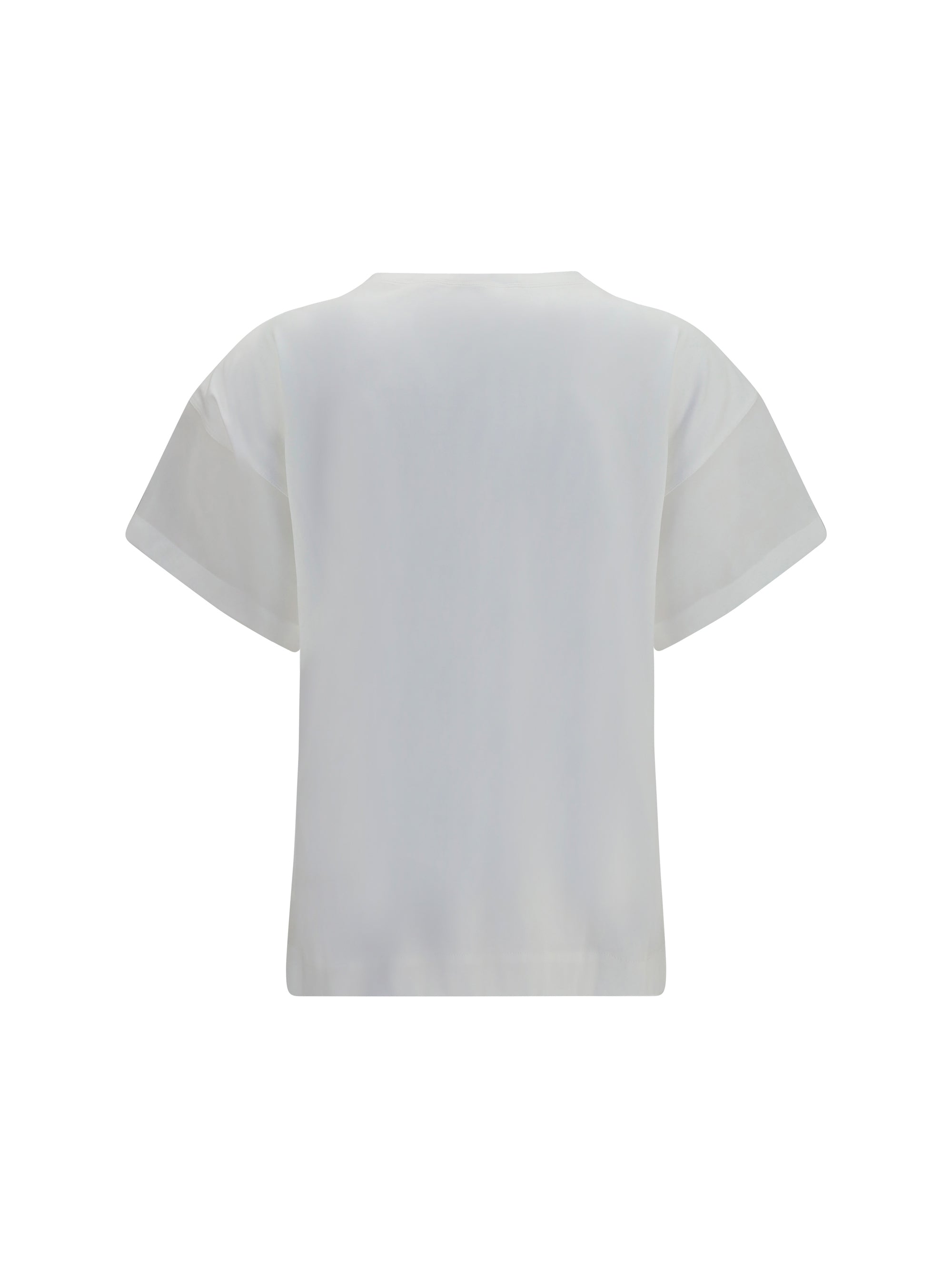 Brunello Cucinelli Women Cotton T-Shirt With Sheer Sleeves And Side Panels