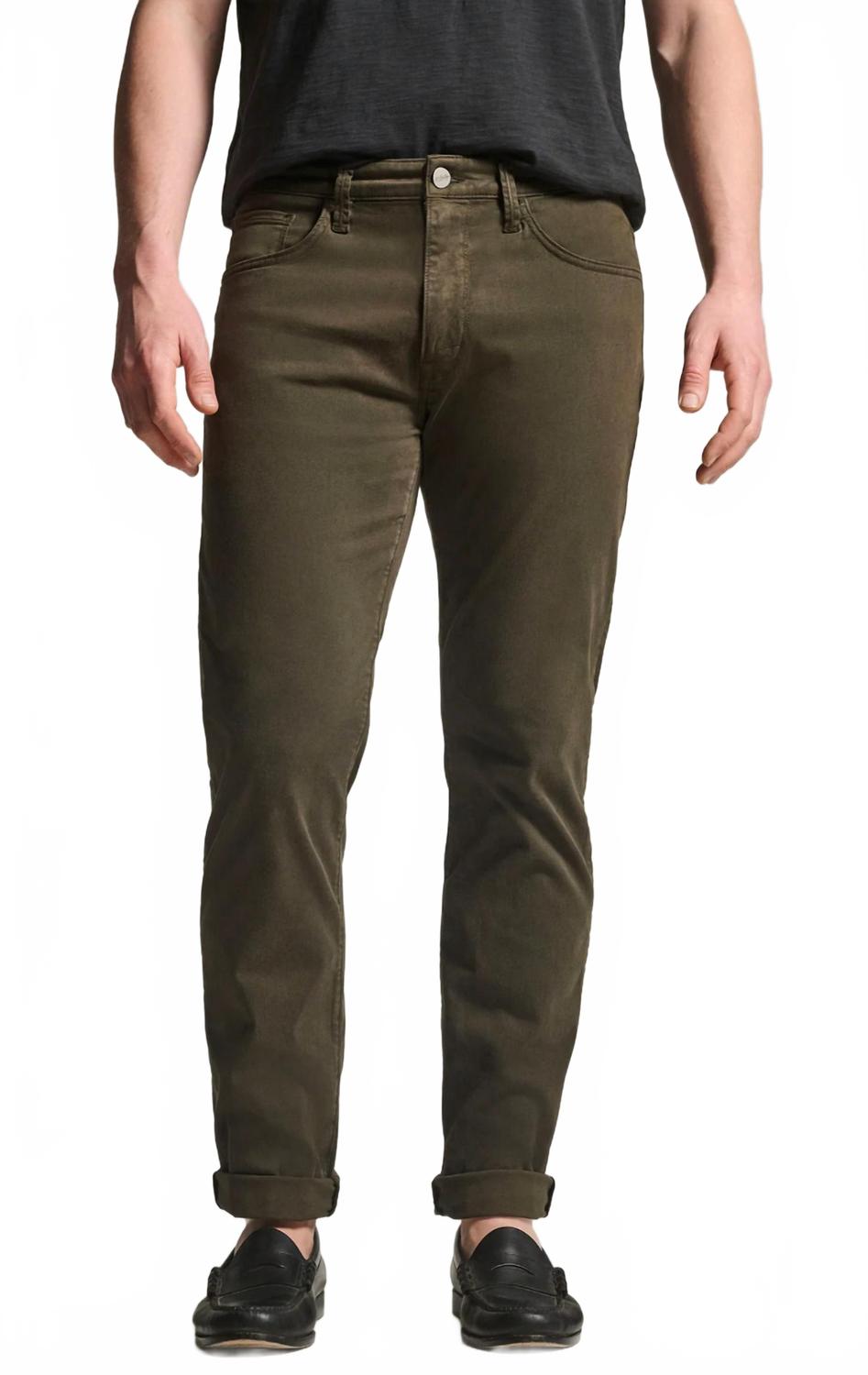 Charisma Relaxed Straight Twill Pants In Cactus Green