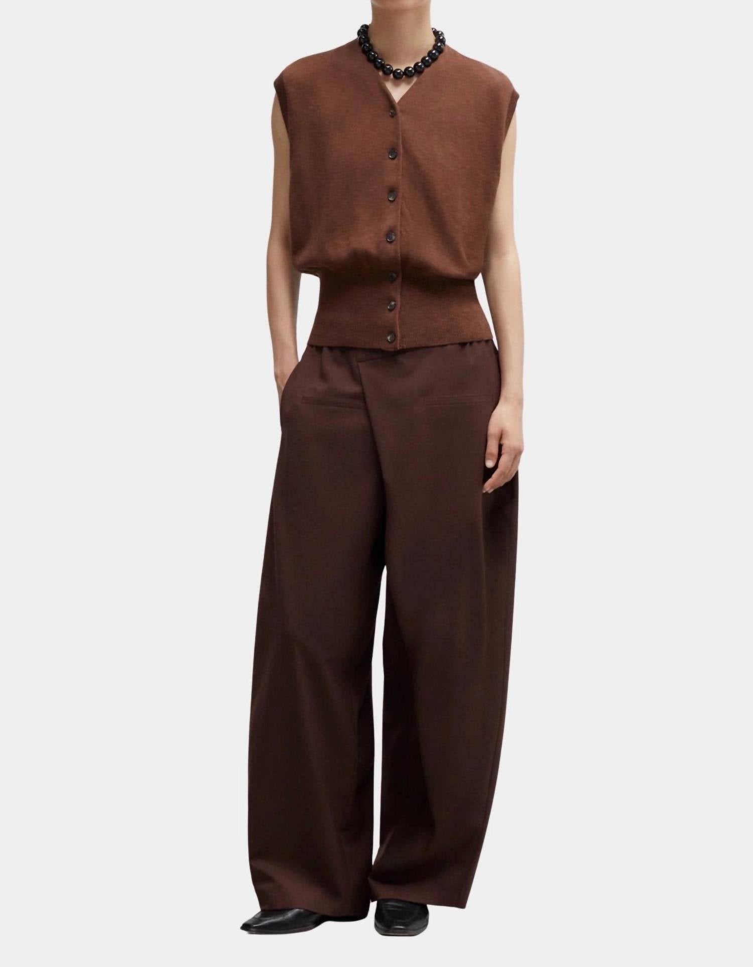 Flecked Cotton Waistcoat In Russet